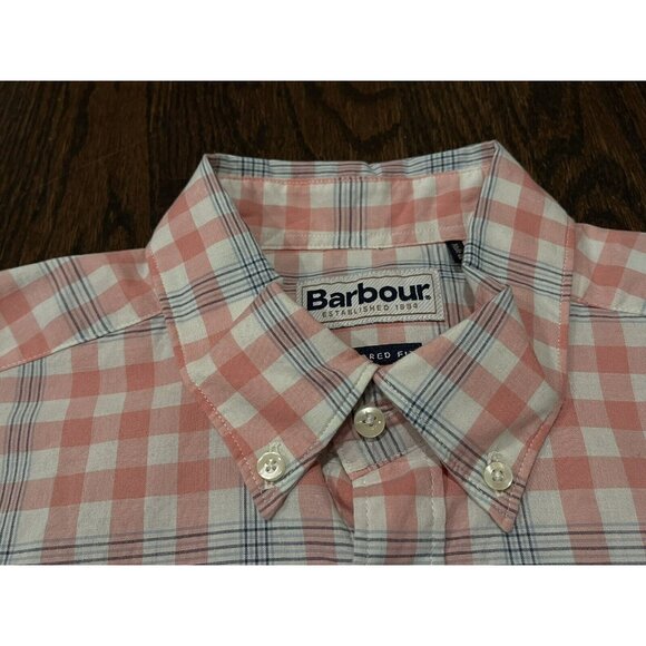 NWT Barbour Middleton Short-Sleeve Tailored Shirt Pink Men's Size S $75 - Picture 5 of 10